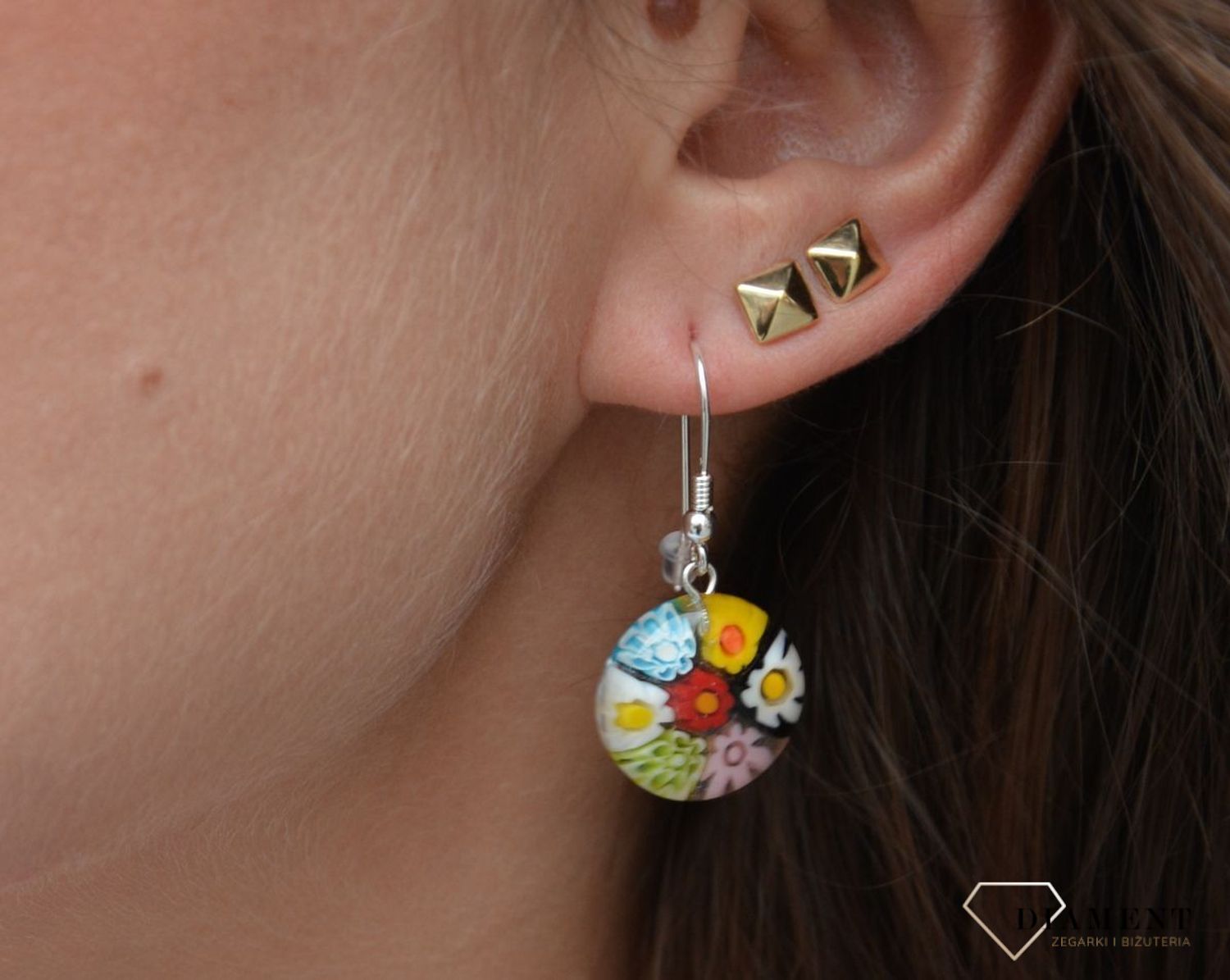 Kolczyki szkło murano wiszące koła Murano 05.jpg